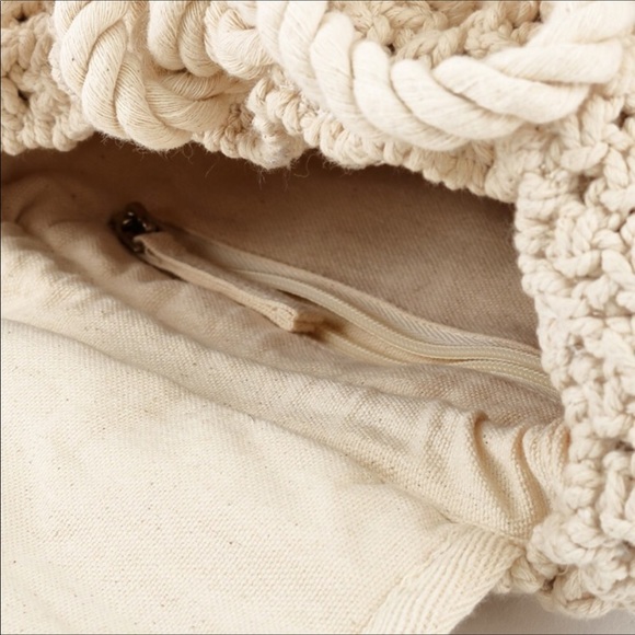 ❤️ Boho Crochet Cotton Backpack w Tassels - Picture 7 of 8